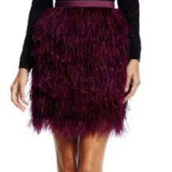 Pink Tartan Plum Ostrich Feather Skirt - Picture 1 of 7